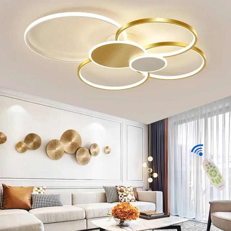 LED Deckenlampe Dimmbar Modern Deckenleuchte Wohnzimmer Gold