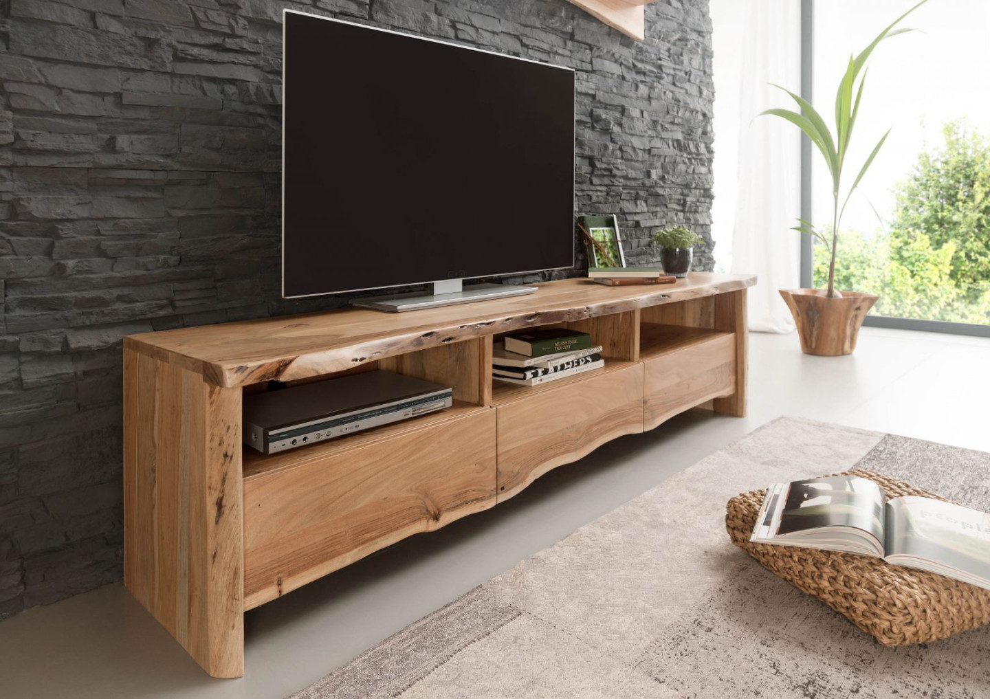 TV Lowboard Holz Akazie versandfrei kaufen  Massivmoebel